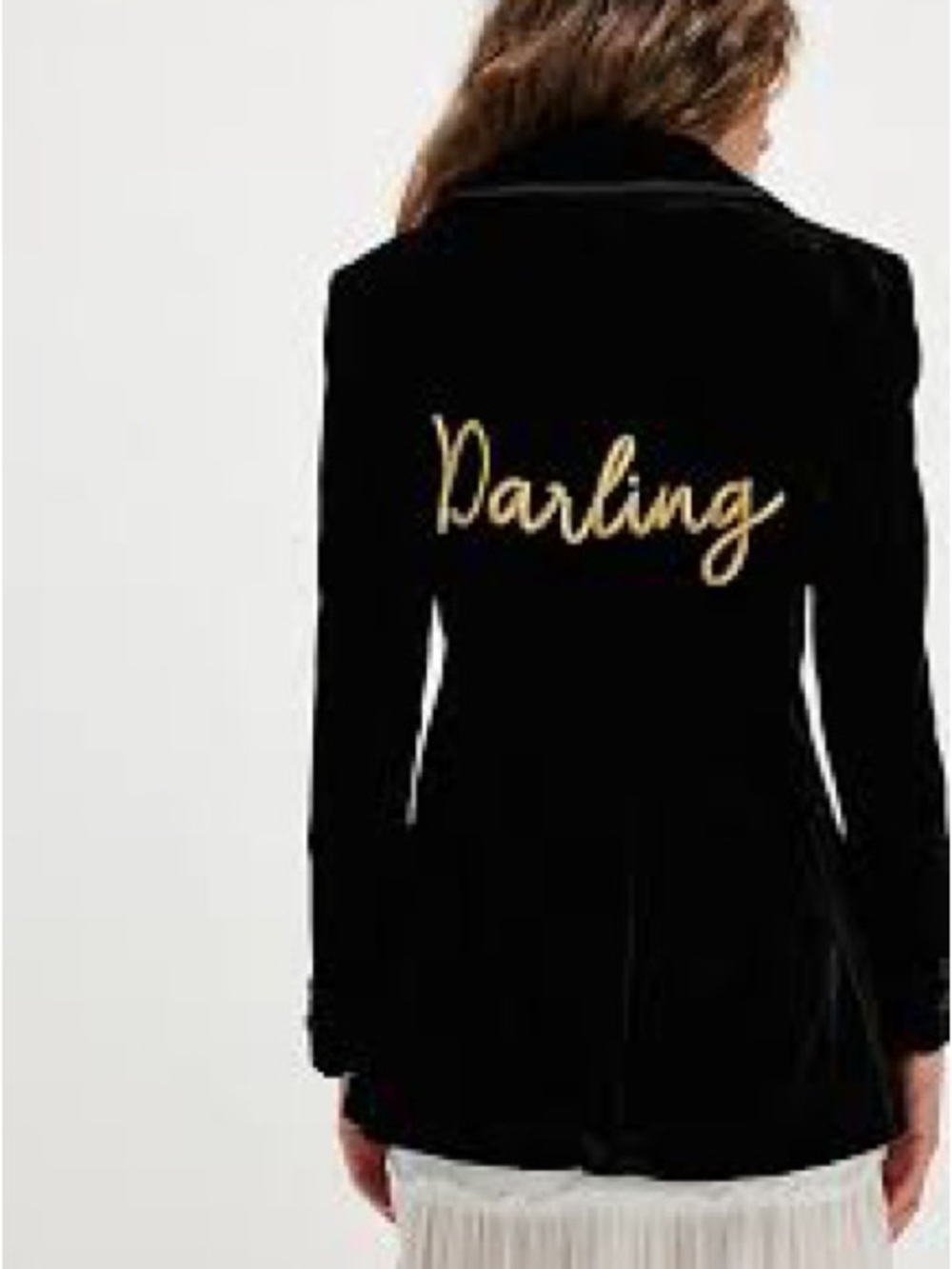 Stoned Immaculate Black Velvet Blazer with Gold Embroidered Darling Size Medium